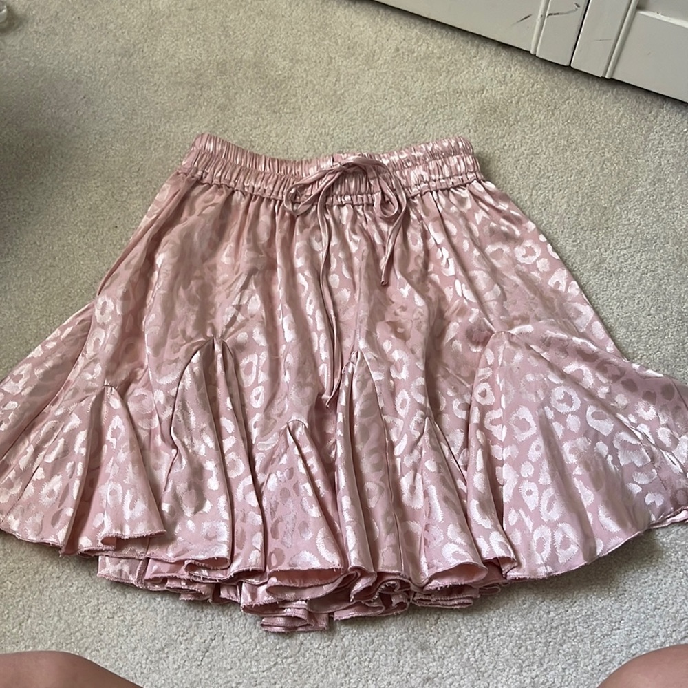 Pink satin cheetah skirt size S